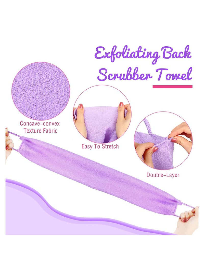 SYOSI 2 Pack Back Scrubber for Shower Exfoliating Washcloth Back Cloth Body Extended Length Scrubber Towel Nylon Exfoliating Stretchable Pull Strap Wash Cloth for Bath Body Scrub Washcloth  - Image 3