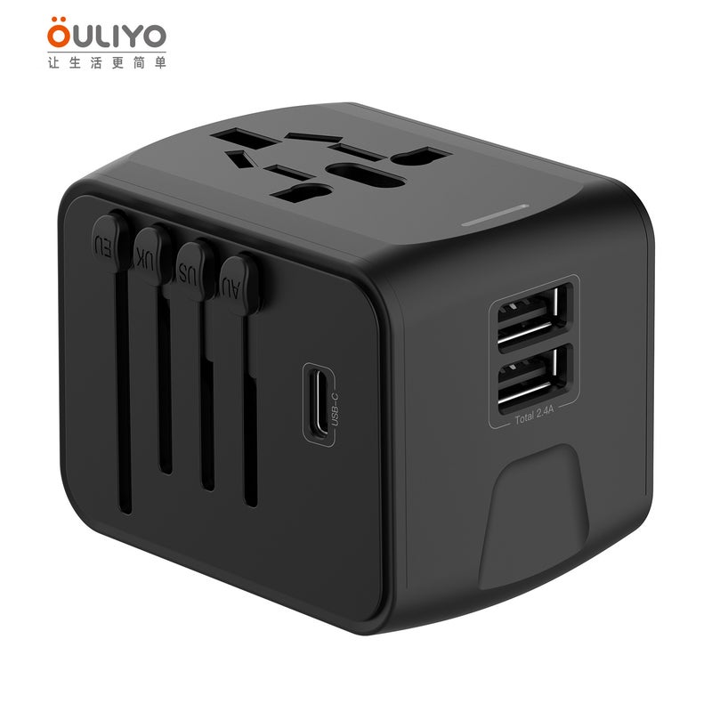 New Smart Recognition Output Converter Plug with 3 USB + TYPE-C for International Travel, Business, and Study Abroad