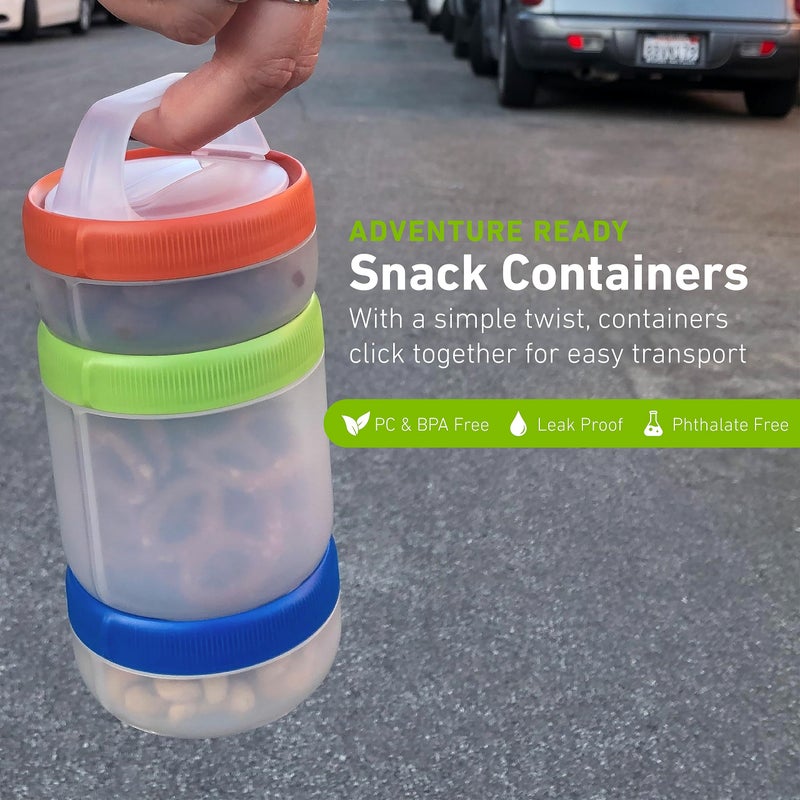 humangear STAX, Stackable Snack Containers - 4-Piece Leak-Proof Snack Travel System - FDA-Food Safe, BPA/PC/Phthalate-Free - Stackable & Click-Together Food Storage, Small - Image 3