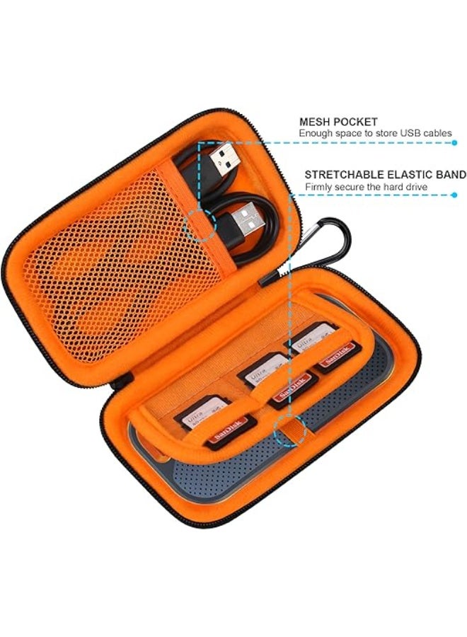 Lacdo Hard Carrying Case for SanDisk Extreme Pro/SanDisk Extreme Portable External SSD 500GB 1TB 2TB 4TB USB-C Solid State Drive EVA Shockproof Protective Storage Travel Bag, Black+Orange - Image 3