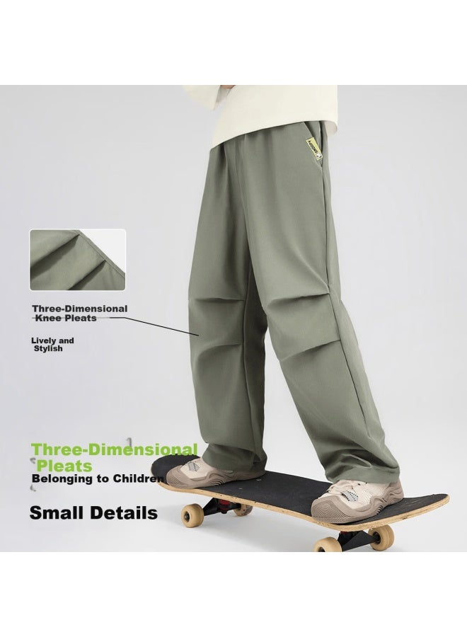 Snoopy Boys' Pants Children's Long Pants Youth Sports Casual Pants Spring Outdoor Military Green 120 - Image 1