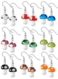 Mtlee 9 Pairs Mushroom Earrings For Women Long Pendant Glass Mushroom Earrings Colorful Steampunk Earrings Creative Funny Earrings Cute Weird Earrings Women'S Drop And Dangle Earrings  - Image 1