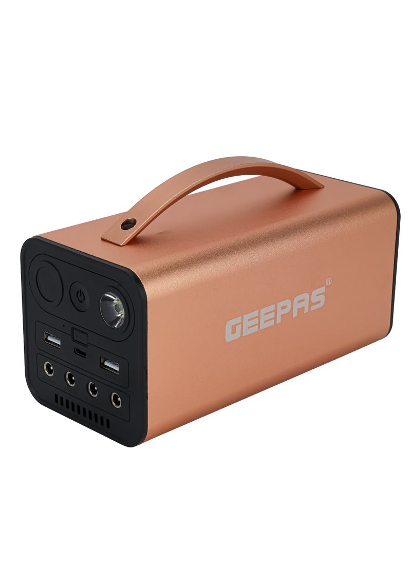 GEEPAS - Geepas Rechargeable Power Station With 7500 mAh  Rechargeable Lithium Battery, 2X5V 2A USB,  1 X Type C1 Mobile Charging Port, 15V 10W Solar Panel, Spotlight LED, Aluminum Alloy Body, Digital Display - Image 1