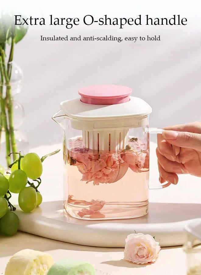 DUNISO 5-Piece Glass Tea Pot Set，Heat Resistant Glass Teapot with Handle and Filter，Large Capacity Glass Water Bottle Set with 1 Pot and 4 Cups,Sturdy and Durable，Suitable for Ice Tea Lemonade Coffee Milk Juice - Image 3