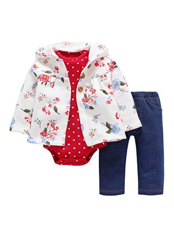 Minime Newborn Hoodie Set 3 Piece 12-18 Month Cotton | Floral Hoodie Outfit Soft Durable Comfortable | Stylish Baby Jumpsuit Pants Easy Wear - Image 1
