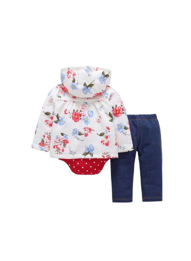 Minime Newborn Hoodie Set 3 Piece 12-18 Month Cotton | Floral Hoodie Outfit Soft Durable Comfortable | Stylish Baby Jumpsuit Pants Easy Wear - Image 2
