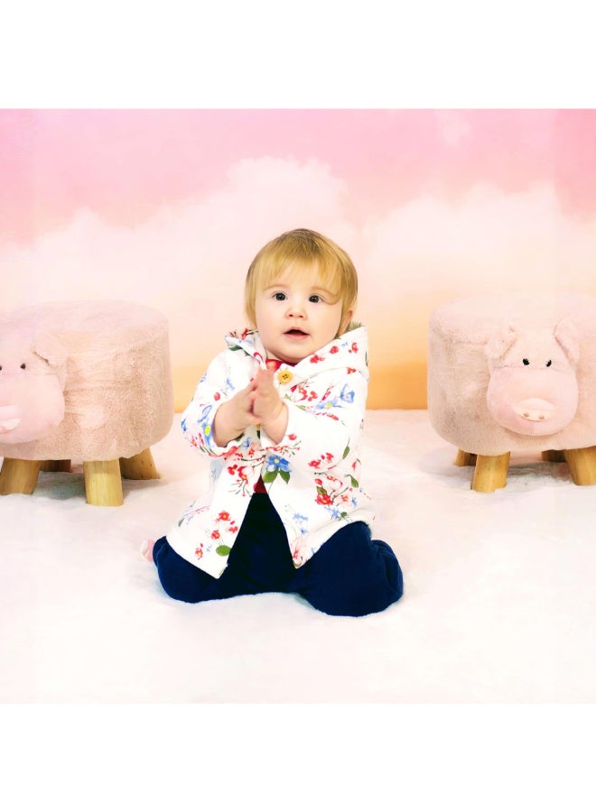 Minime Newborn Hoodie Set 3 Piece 12-18 Month Cotton | Floral Hoodie Outfit Soft Durable Comfortable | Stylish Baby Jumpsuit Pants Easy Wear - Image 3