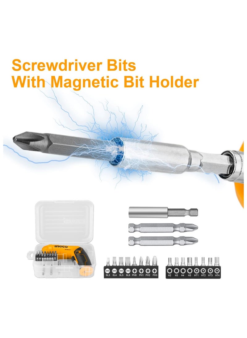 INGCO 4V Electric Cordless Screwdriver, Rechargeable Power Drill Driver Set, 4N.m Max Torque, 240RPM, Packed by tool box - Image 3