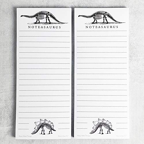 Nancy Nikko Dinosaur (Bones) Refrigerator Notepads, NOTE-A-SAURUS - Set of 2 Pads - Notes, To Do List, Grocery List - Image 1