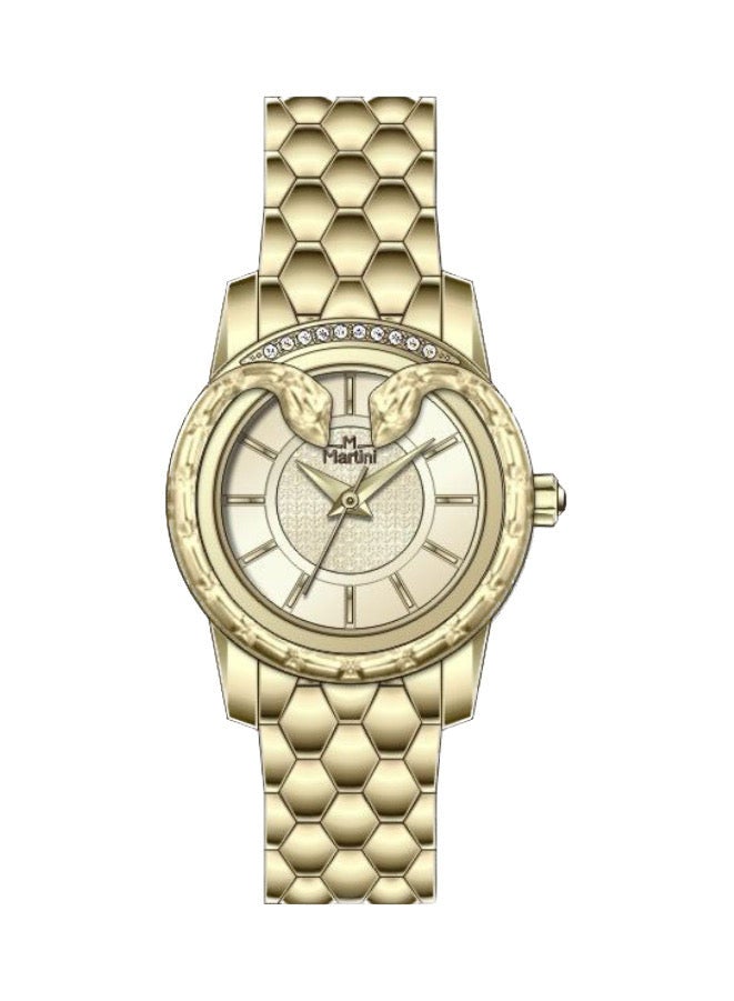 MARTINI Round Snake Gold Dial Analog Watch - Image 1
