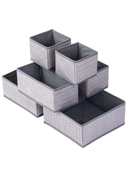 6 Pack Wardrobe Organiser Foldable Underwear Drawer Organiser Closet Organizers and Storage for Clothes, Socks, Scarves, Ties (Grey)