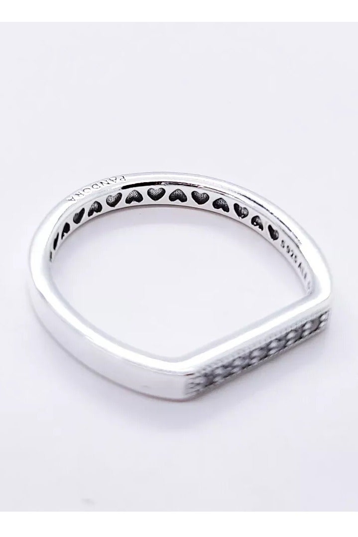 PANDORA Thin Bar Sterling Silver Ring with Clear Cubic Zirconia - Image 3