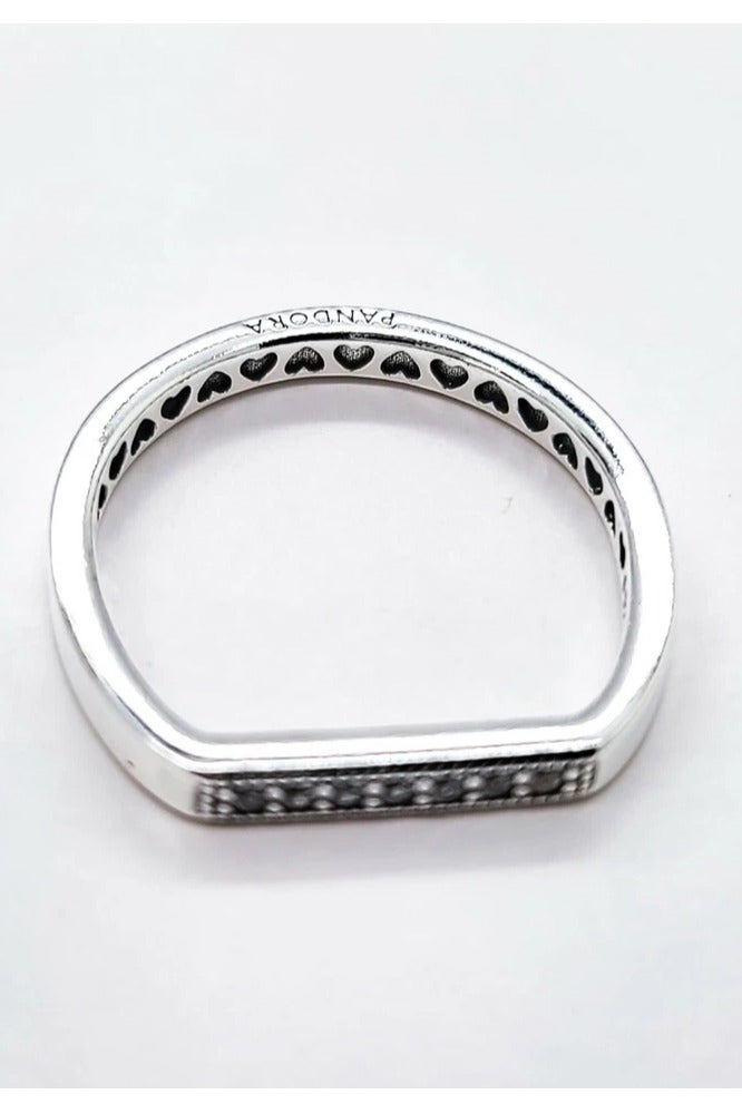 PANDORA Thin Bar Sterling Silver Ring with Clear Cubic Zirconia - Image 2