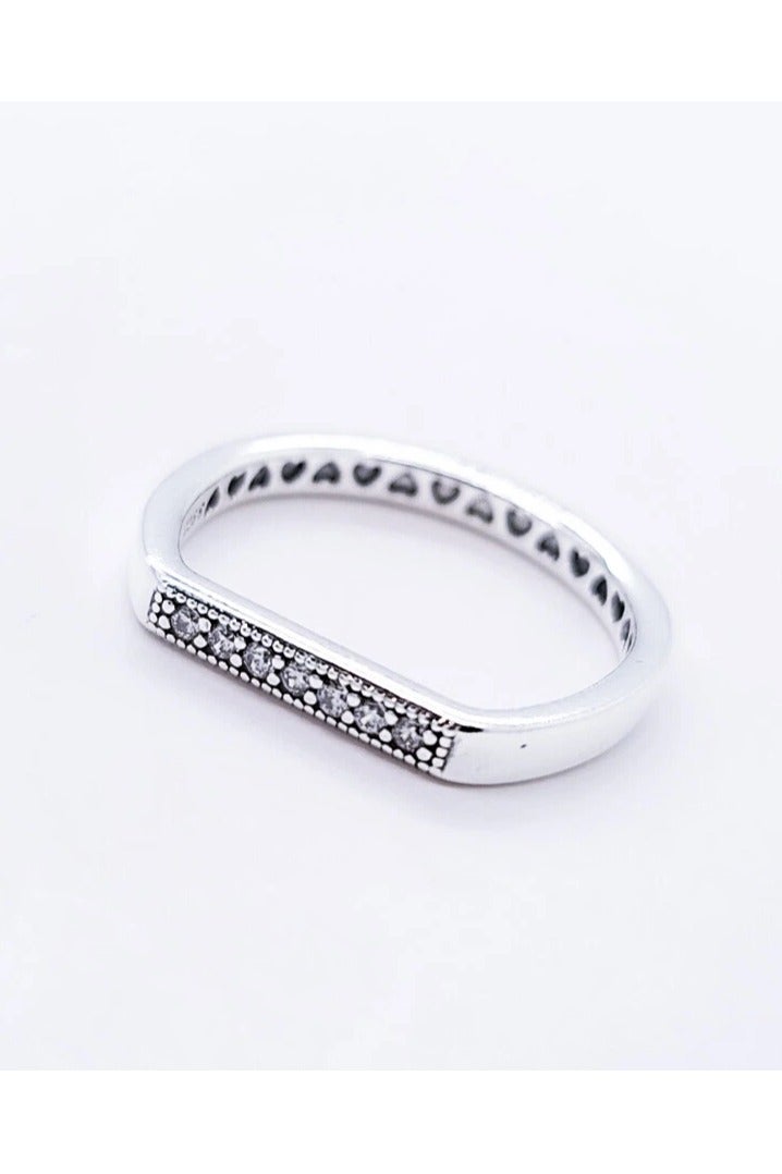 PANDORA Thin Bar Sterling Silver Ring with Clear Cubic Zirconia - Image 1