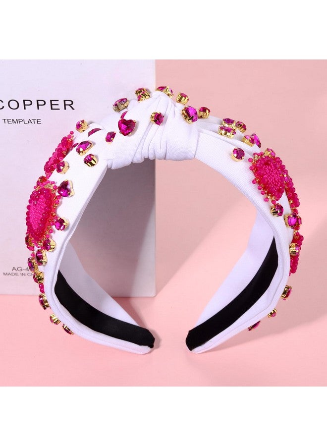 PHALIN Valentine'S Day Headband For Women Beaded Heart Knotted Headband Embellished Crystal Xoxo Headband Valentine'S Day Hair Accessories Gifts (Style E) - Image 5