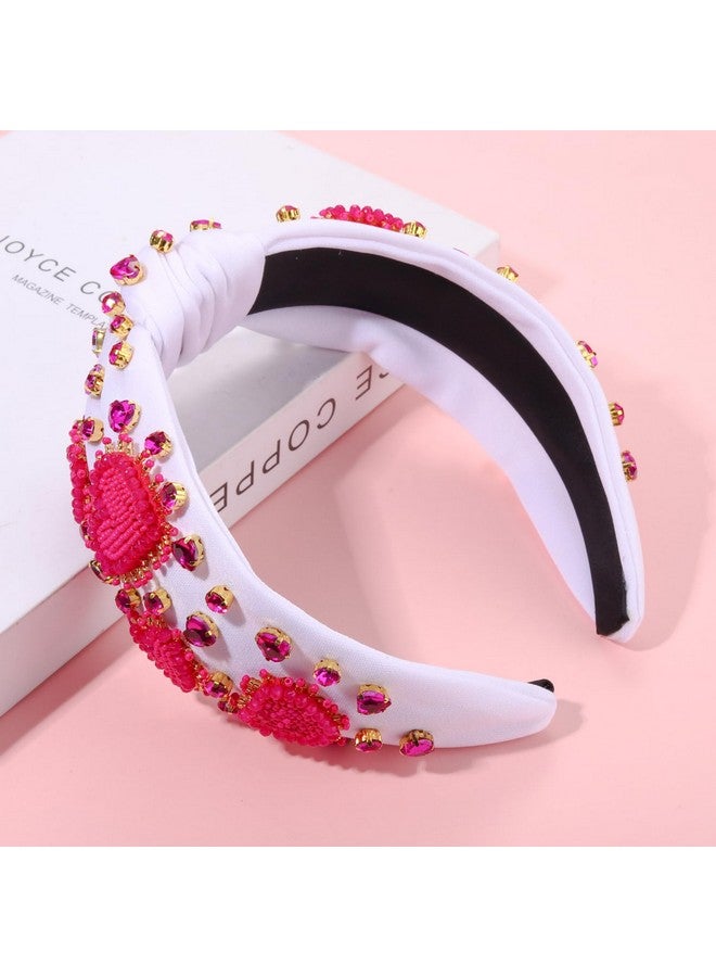 PHALIN Valentine'S Day Headband For Women Beaded Heart Knotted Headband Embellished Crystal Xoxo Headband Valentine'S Day Hair Accessories Gifts (Style E) - Image 4
