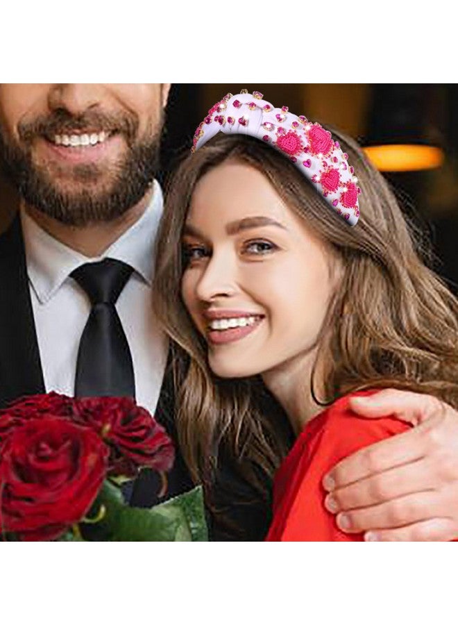 PHALIN Valentine'S Day Headband For Women Beaded Heart Knotted Headband Embellished Crystal Xoxo Headband Valentine'S Day Hair Accessories Gifts (Style E) - Image 2