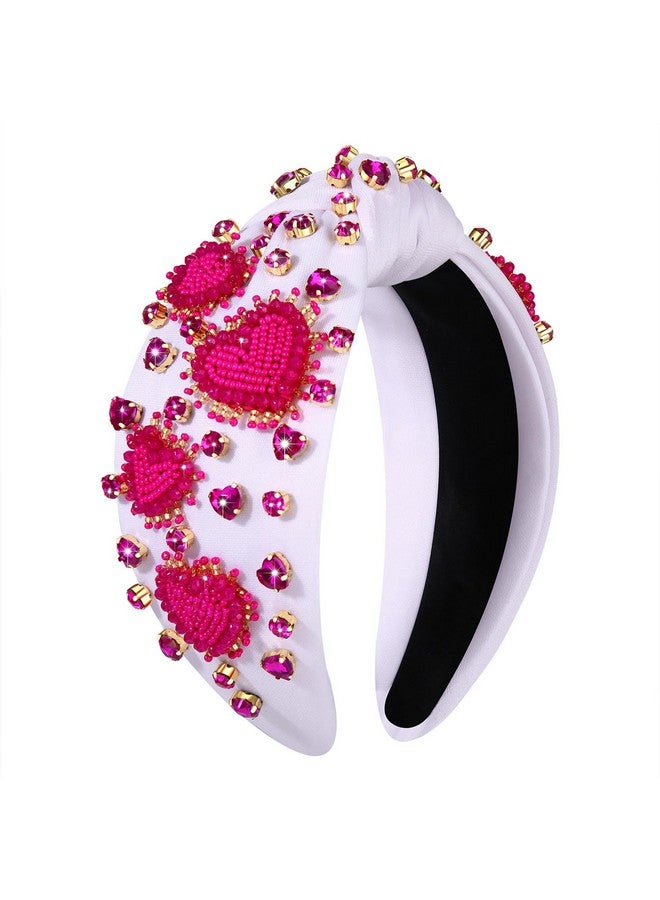 PHALIN Valentine'S Day Headband For Women Beaded Heart Knotted Headband Embellished Crystal Xoxo Headband Valentine'S Day Hair Accessories Gifts (Style E) - Image 1