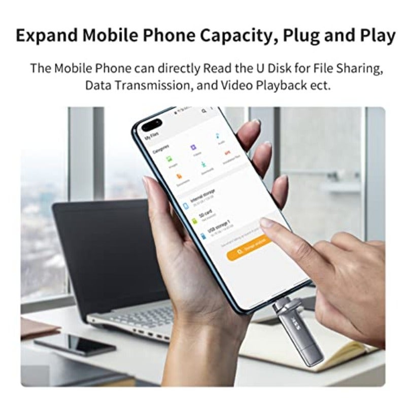 SSK 1TB External SSD Flash Drive up to 550MB s Dual USB C+A Memory Stick 2 in 1OTG USB A+C 3.2 Gen2 High Speed Zinc Alloy External Solid State Drive for iPhone 15 16 17 Android Phone MAC - Image 5