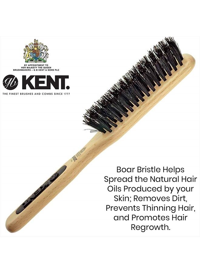 KENT فرشاة شعر من خشب الخنزير الطبيعي PF06 - فرشاة فرد وفرشاة تصفيف للشعر القصير إلى المتوسط الطول - فرشاة شعر من الشعيرات الطبيعية وفرشاة شعر للسفر وفرشاة تنعيم - Image 3
