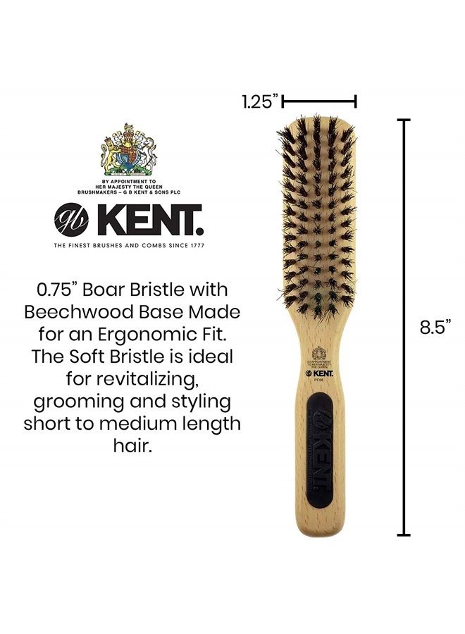 KENT فرشاة شعر من خشب الخنزير الطبيعي PF06 - فرشاة فرد وفرشاة تصفيف للشعر القصير إلى المتوسط الطول - فرشاة شعر من الشعيرات الطبيعية وفرشاة شعر للسفر وفرشاة تنعيم - Image 2