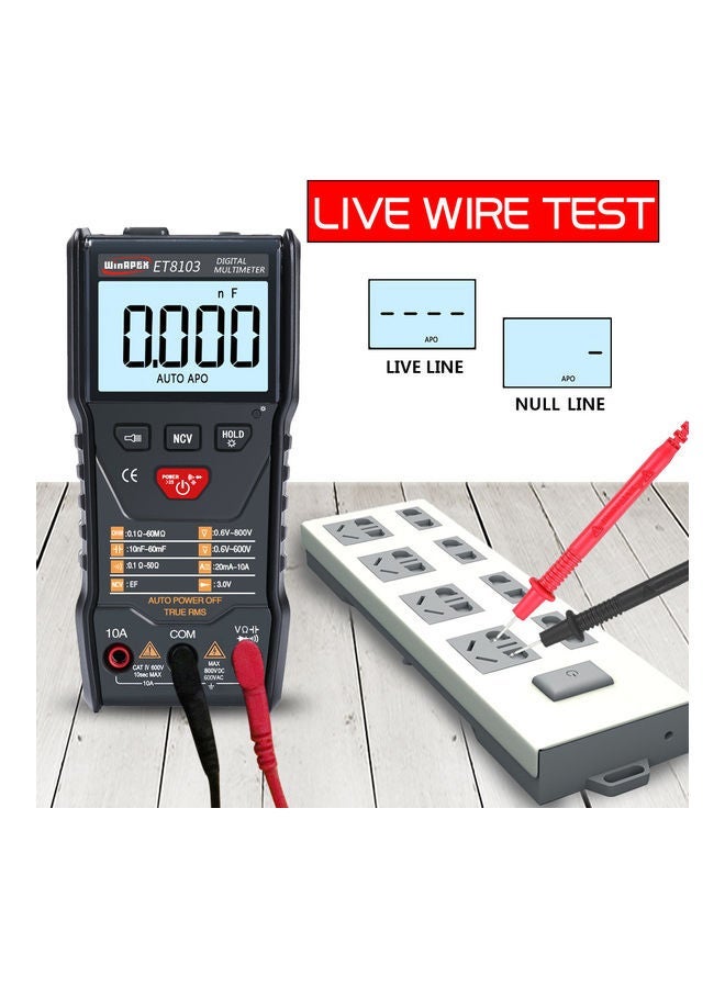 NIBEMINENT WinAPEX ET8103 LCD Display Portable Auto Measure Multimeter AC/DC Voltage Current Capacitance Electric Field Resistance Meter True RMS 6000 Counts with Flashlight Function black 16.5x10.3x3.4cm  - Image 2