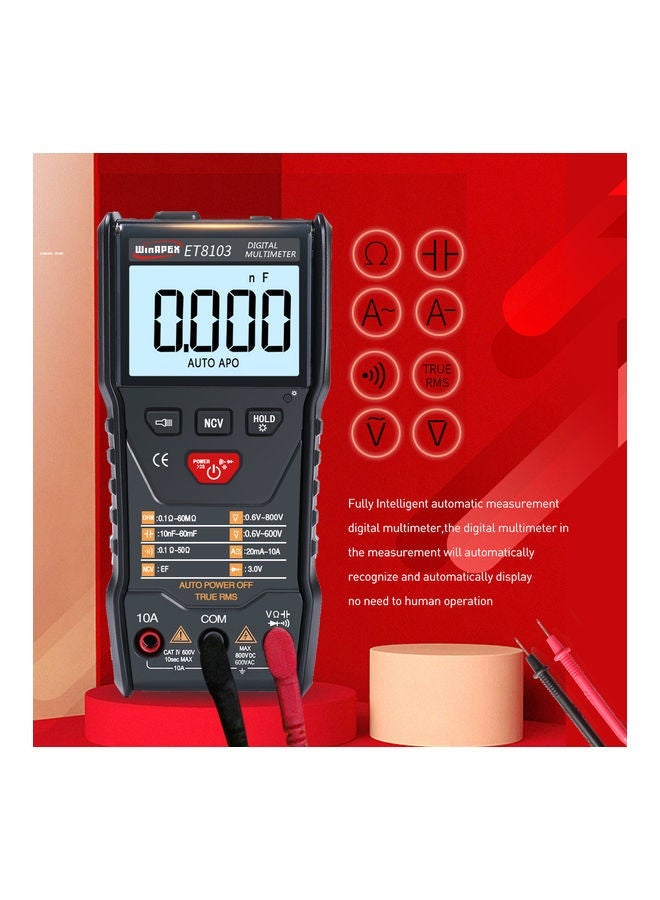 NIBEMINENT WinAPEX ET8103 LCD Display Portable Auto Measure Multimeter AC/DC Voltage Current Capacitance Electric Field Resistance Meter True RMS 6000 Counts with Flashlight Function black 16.5x10.3x3.4cm  - Image 5