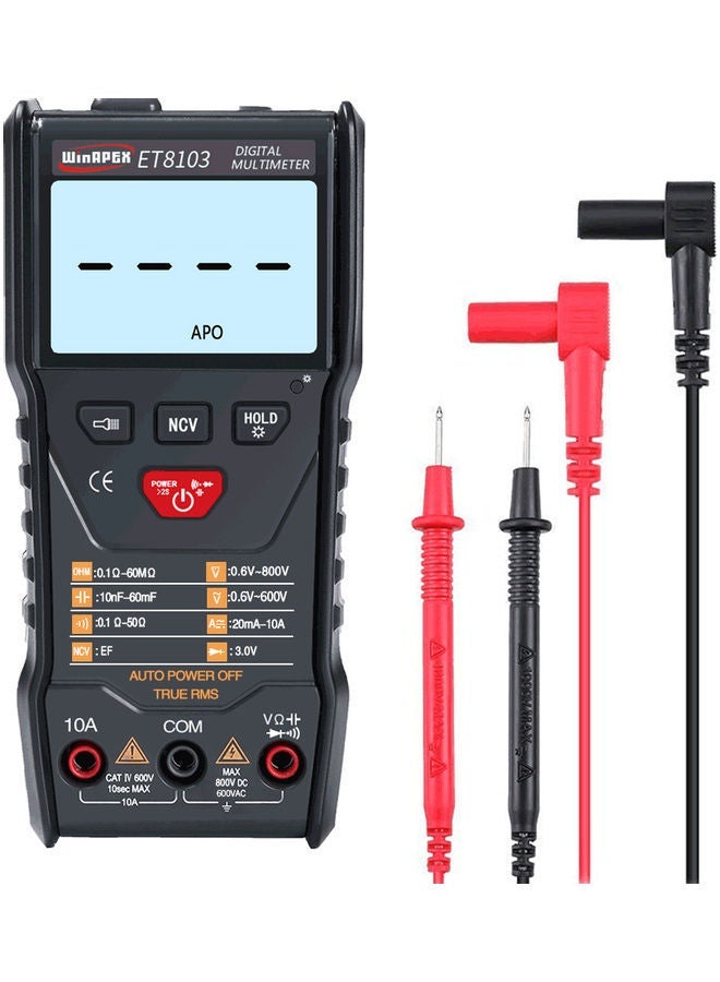 NIBEMINENT WinAPEX ET8103 LCD Display Portable Auto Measure Multimeter AC/DC Voltage Current Capacitance Electric Field Resistance Meter True RMS 6000 Counts with Flashlight Function black 16.5x10.3x3.4cm  - Image 1