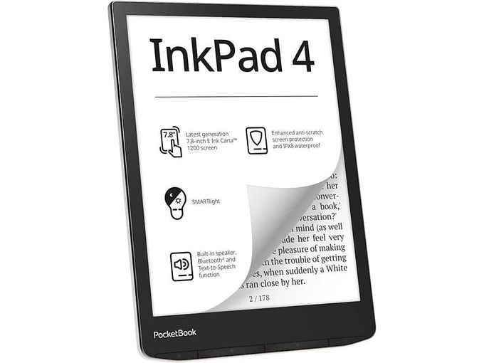 PocketBook Inkpad 4 | Eye-Friendly Audio & E-Book Reader | Large 7.8 E-Ink Display | Anti-Scratch Protection | Text-To-Speech Function | Bluetooth | Built-In Speaker | Smartlight | Ipx8 Waterproof - Image 5
