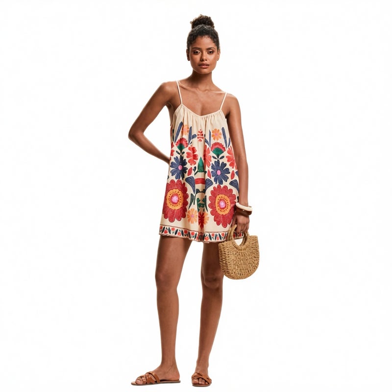 Women's Casual Loose Floral Print Halter Jumpsuit - Image 3