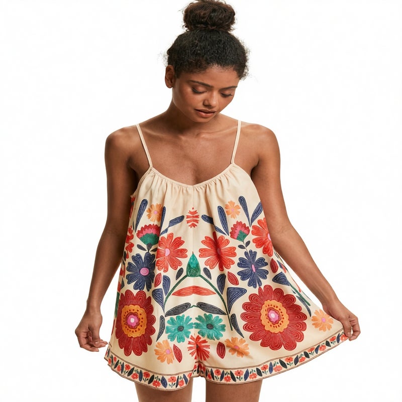 Women's Casual Loose Floral Print Halter Jumpsuit - Image 4