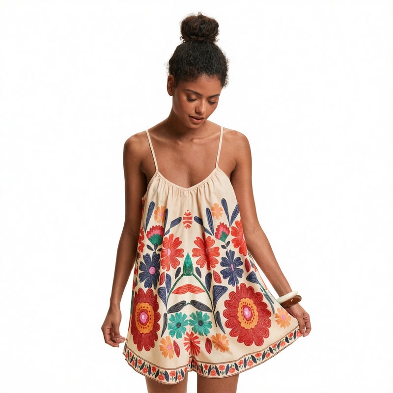 Women's Casual Loose Floral Print Halter Jumpsuit - Image 1