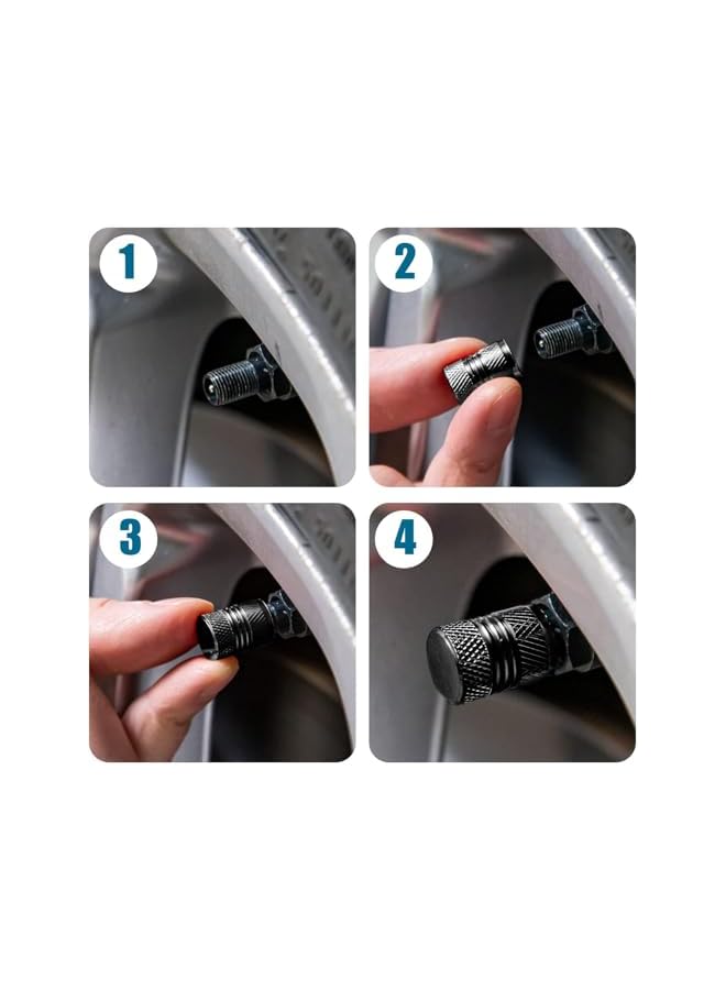 S-TOP Tire Valve Stem Caps for Car Tires Air Caps Cover 8 Pack Corrosion Resistant Premium Alloy Leak-Proof Universal for SUV Truck Motorcycle Bike Black - Image 1