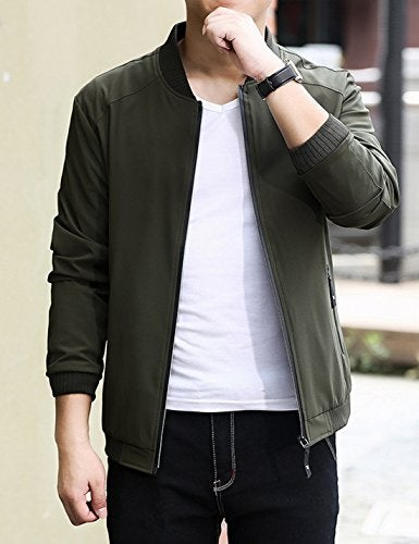Lentta Men's Slim Fit Lightweight Softshell Bomber Jacket Coat Fall Jackets For Men (X-Large, Army Green) - Image 3