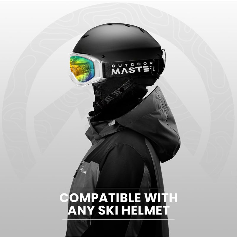 OutdoorMaster نظارات تزلج OutdoorMaster OTG - نظارات تزلج/تزلج على الثلج فوق النظارات للرجال والنساء والشباب - حماية 100% من الأشعة فوق البنفسجية (إطار أبيض + عدسة رمادية VLT 13.1% مع REVO ذهبية) - Image 5