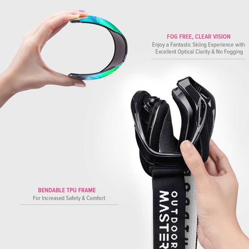 OutdoorMaster نظارات تزلج OutdoorMaster OTG - نظارات تزلج/تزلج على الثلج فوق النظارات للرجال والنساء والشباب - حماية 100% من الأشعة فوق البنفسجية (إطار أبيض + عدسة رمادية VLT 13.1% مع REVO ذهبية) - Image 4