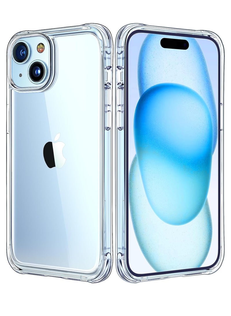 عام حافظة آيفون 15 شفافة، [ليست صفراء] [حماية من السقوط من الدرجة العسكرية] حافظة هاتف شفافة رفيعة لهاتف أبل آيفون 15 مع ممتص للصدمات 2023 - شفاف - Image 1