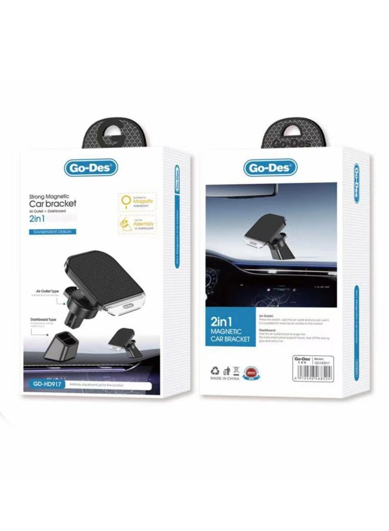 GO-DES 2 in 1 Magnetic Phone Holder Ventilation and Flat Surface Design(GD-HD917) - Image 2
