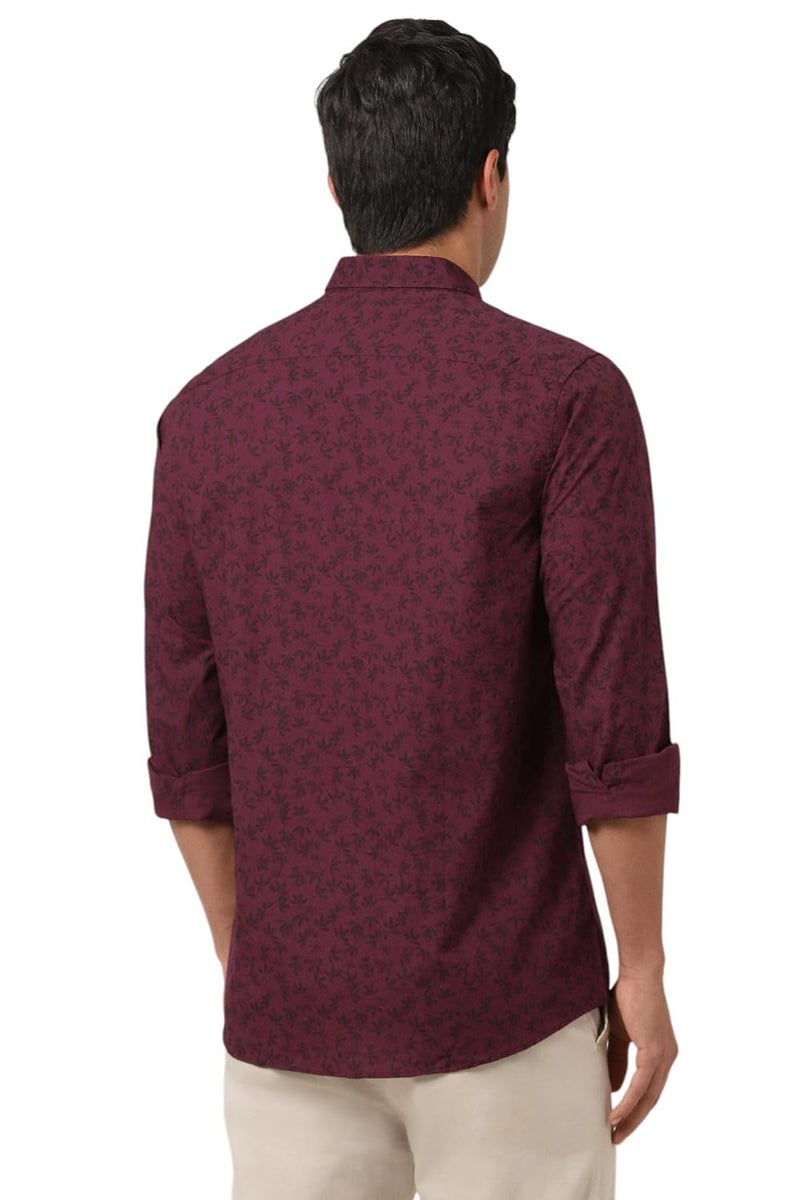 Peter England Men's Cotton Slim Fit Shirt (PCSFLSLPV00805_Maroon, 42) - Image 3