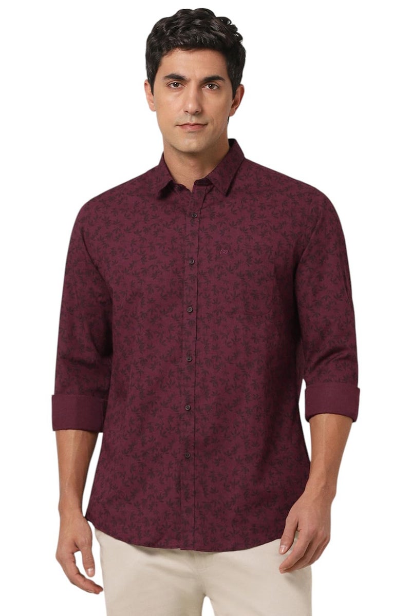 Peter England Men's Cotton Slim Fit Shirt (PCSFLSLPV00805_Maroon, 42) - Image 1