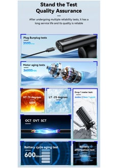 ESSAGER F19 Plus 5-in-1 Cordless Vacuum Cleaner & Air Compressor | 8000PA Suction Power, 4000mAh Power Bank, 150PSI Auto Inflation, HEAP Filter, USB-C Rechargeable | Portable Car Tyre Inflator & Handheld Cleaner for Home, Car, Office  - Image 3