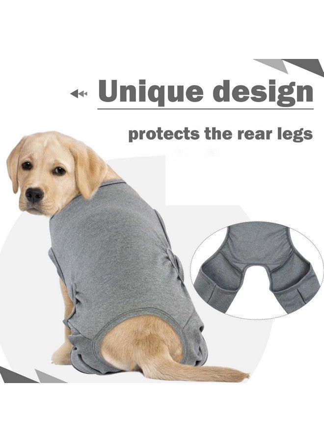 روزكيتش كم ROZKITCH للتعافي من جراحات الكلاب للساق الخلفية اليمنى اليسرى، واقي دعامة الكوع لمنع لعق الجروح للحيوانات الأليفة، بدلة تعافي الكلاب، طوق مخروطي بديل للالتواء الرباط الصليبي الأمامي والتهاب المفاصل والعناية بالمفاصل، رمادي مقاس XL - Image 4