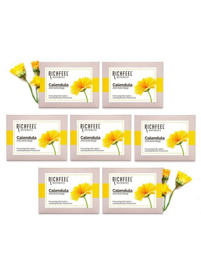 Richfeel صابون الآذريون المضاد لحب الشباب؛ للبشرة المعرضة لحب الشباب والبقع؛ تركيبة طبية؛ يساعد على تهدئة البشرة وتجديدها؛ 75 جرام (عبوة من 7 قطع) - Image 1