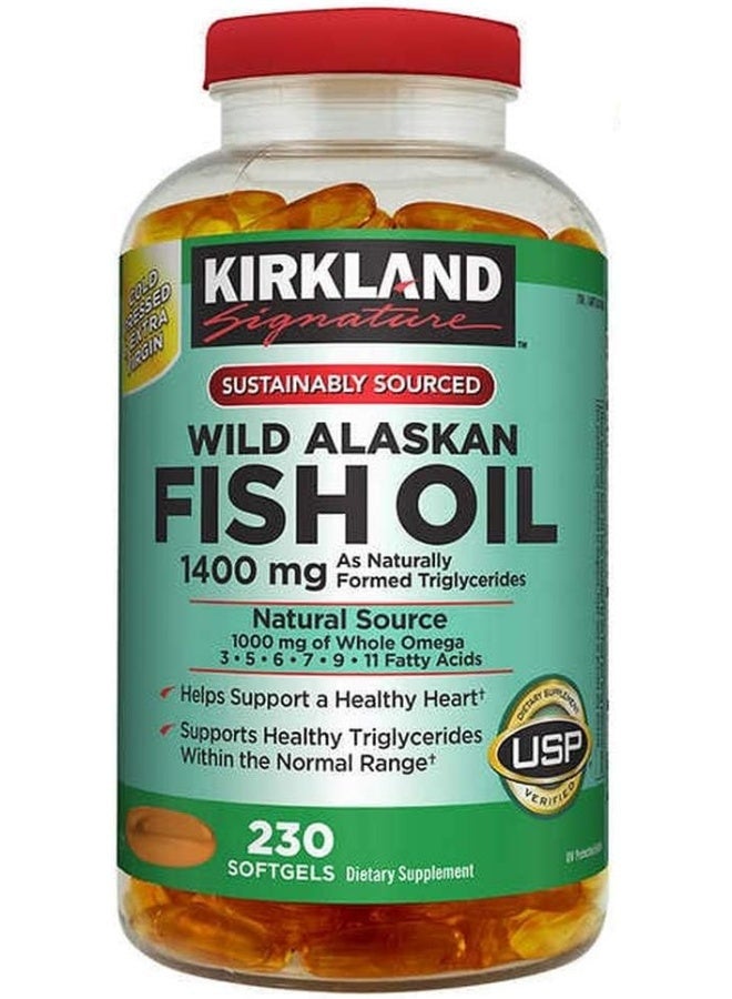 Kirkland Signature Wild Alaskan Fish Oil 1400 Mg, 230 Softgels  - Image 1