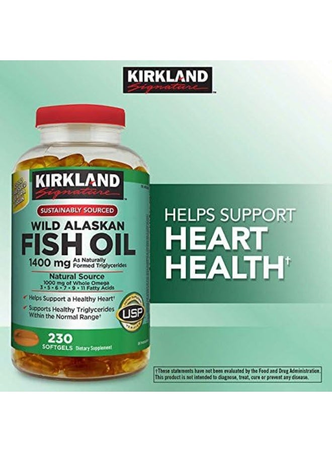 Kirkland Signature Wild Alaskan Fish Oil 1400 Mg, 230 Softgels  - Image 2