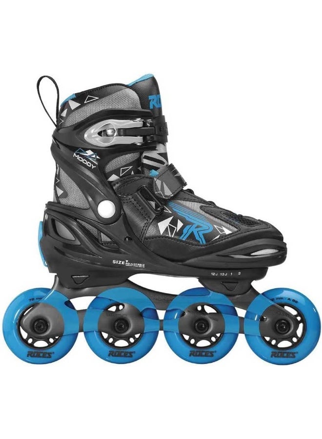 Roces MOODY Inline Skates for Teens Black/Astro Blue EU 3640 | Adjustable Roller Skates with Anatomical Padding, ABEC 5 Bearings & 82A PU Wheels (400855/00001-36) - Image 1