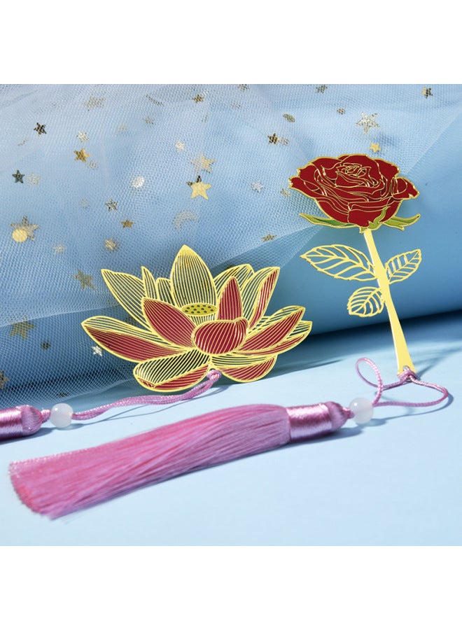 HELPS Creative Metal Painted Bookmark Chinese Style Brass Tassel Retro Student Exquisite Gift Bookmark - Image 2