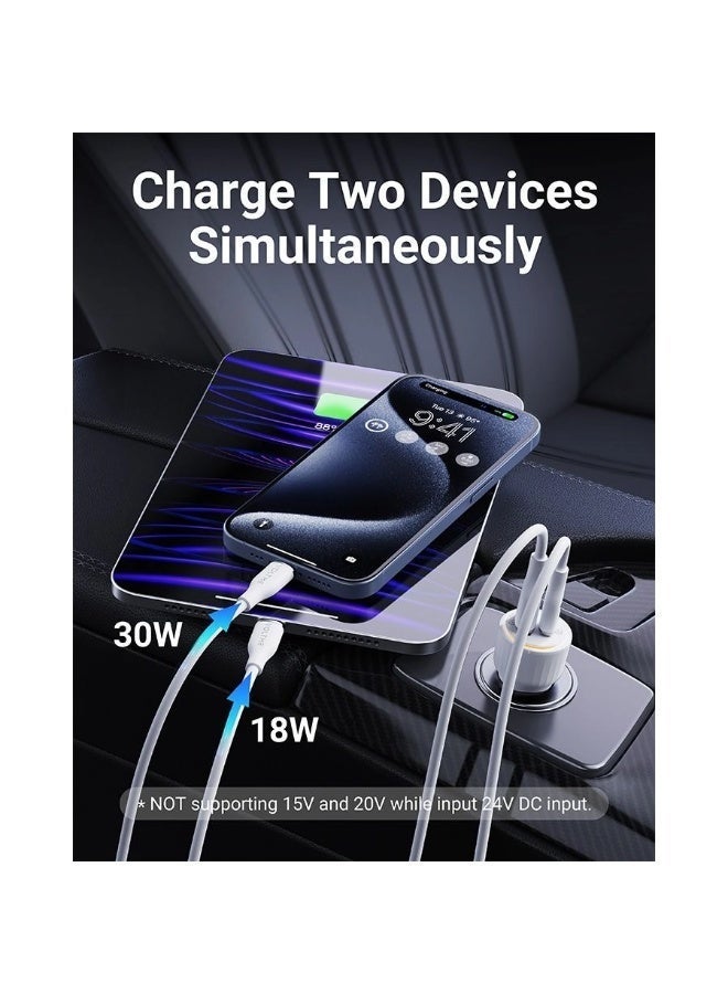 VOLTME 48W USB-C Fast Car Charger Dual Port PD 38W + QC 3.0 18W | Super Fast Charging Car Adapter | Universal 12V/24V Car Charger for iPhone 17 / 16 / 15 / 14 / 13 Series, Samsung Galaxy S25 / S24 / S23 Series, Xiaomi, Huawei, iPad & All USB-C Devices | Compact Design, LED Indicator & Multi Safety Protection, White - Image 4