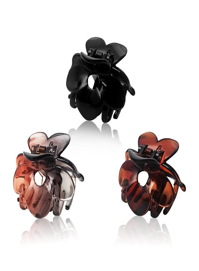Sanas Flower Clips For Girls (3Pcs) Flower Clips For Women Hair Clips For Women Stylish Clutchers For Hair Claw Clip For Women Aesthetic Fashion Accessories For Girls Teenage (3Pcs) (Mixed Shade Set) - Image 1