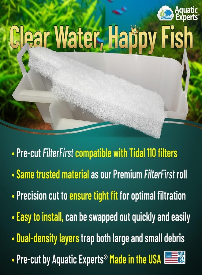 Aquatic Experts Aquarium Filter Floss for Fish Tank Filters - FilterFirst Aquarium Filter Pad - Media for Crystal Clear Water, (6 Pack, Tidal 110 Compatible) - Image 3